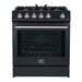 Forno Leonardo Espresso 30-Inch Black Gas Range - Front Close-Up
