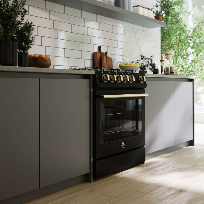 Forno Leonardo Espresso 30-Inch Black Gas Range - Kitchen Lifestyle