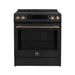 Forno Donatello 30-Inch Black Induction Range - Front with Antique Brass Handle