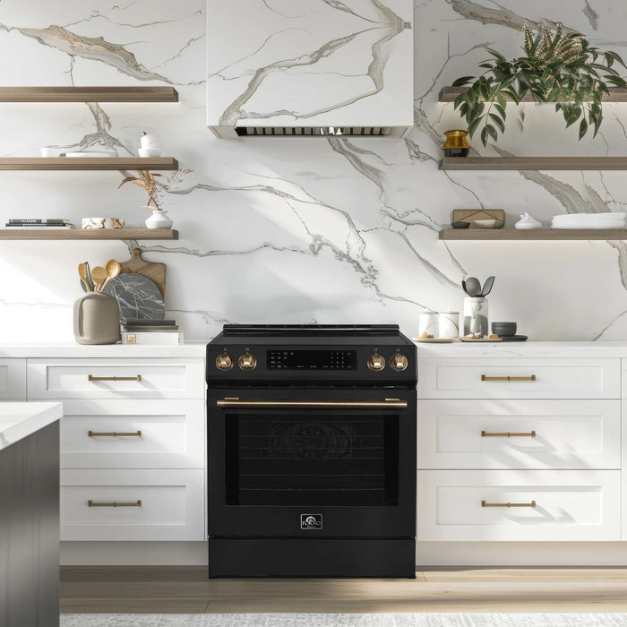 Forno Donatello 30-Inch Black Induction Range - Kitchen Lifestyle