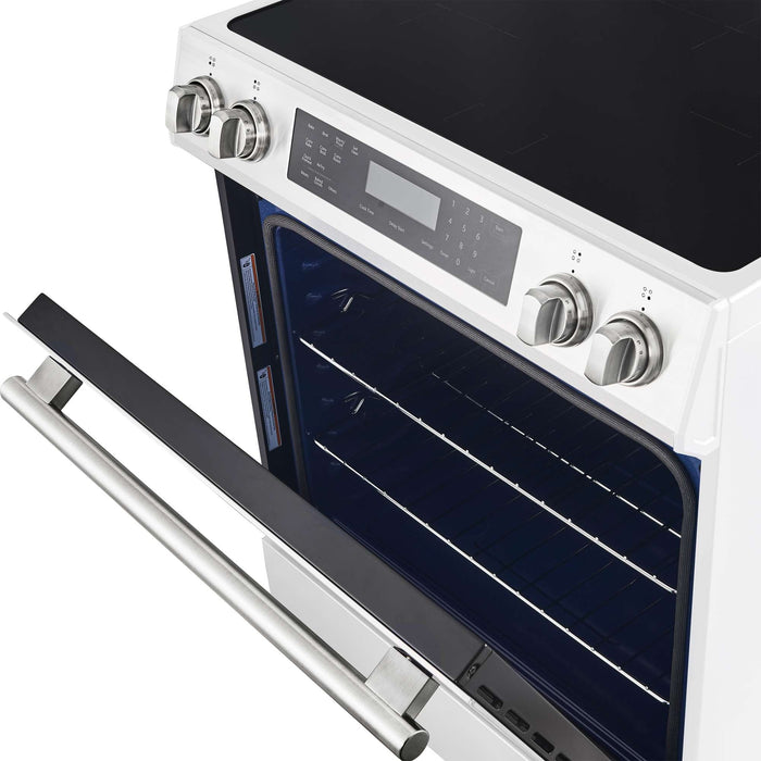 Forno Donatello 30-Inch White Induction Range - Door Ajar