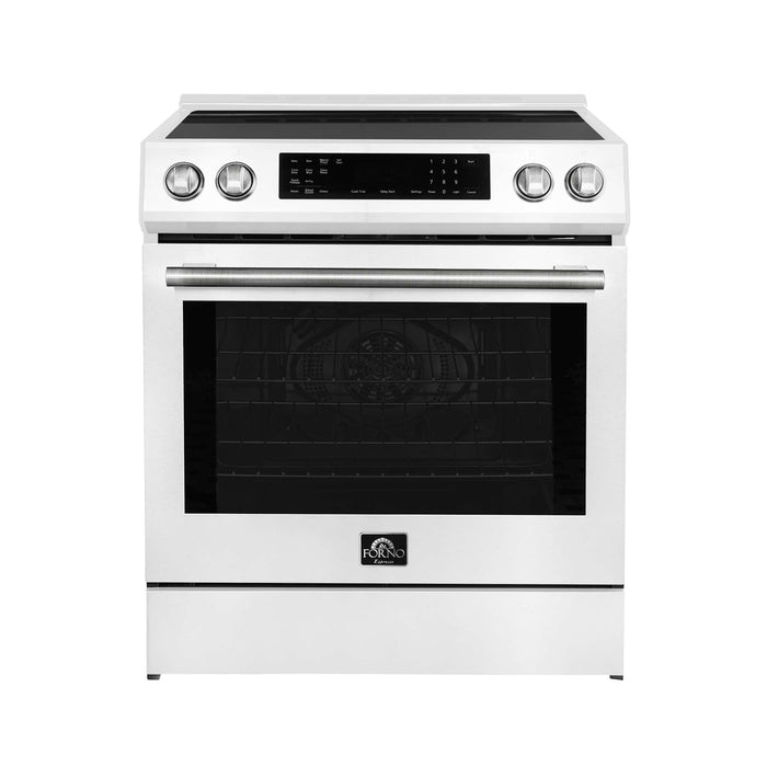 Forno Donatello 30-Inch White Induction Range - Front Detail