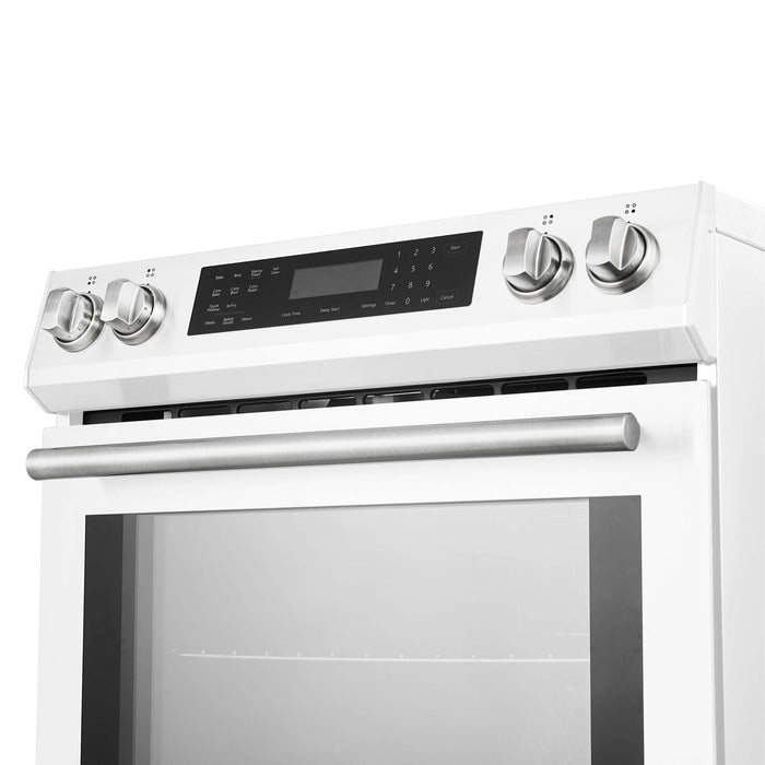 Forno Donatello 30-Inch White Induction Range - Knobs Close-Up