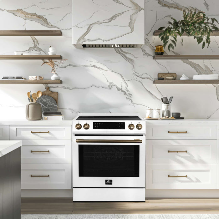 Forno Donatello 30-Inch White Induction Range - Kitchen Lifestyle