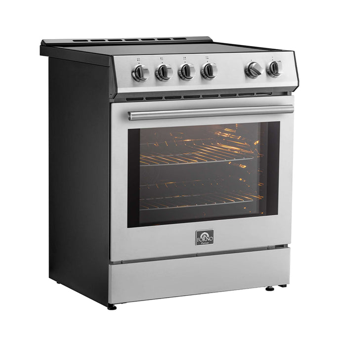 Forno Leonardo Espresso 30-Inch Stainless Steel Induction Range - Angle with Light