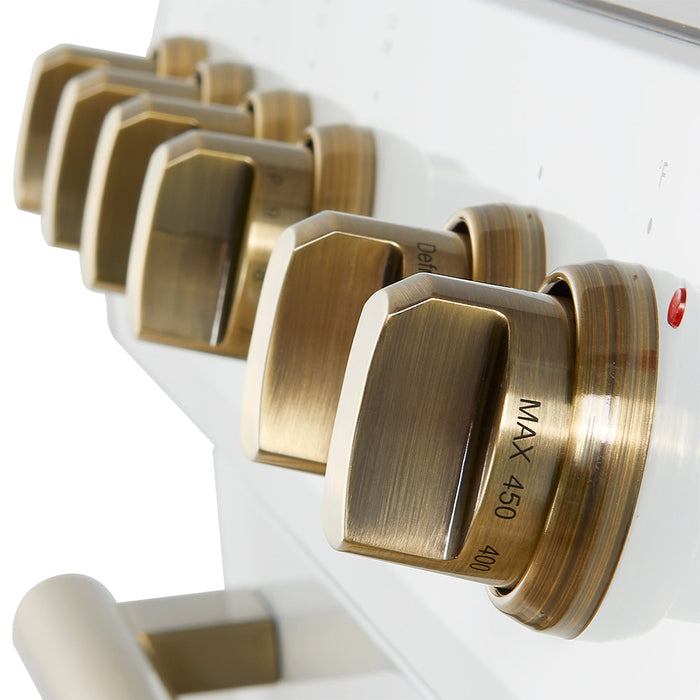 Forno 2-Piece Appliance Package - 30-Inch Slide-In Induction Range and 30-Inch French Door Refrigerator in White with Antique Brass Handle (FBDL-014-10CAUS)