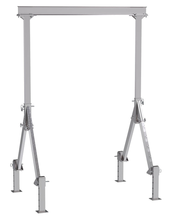 Vestil FHA-2-8-10-ALO Aluminum Fixed Height Gantry Crane With Adjustable Leveling Option 8ft. X 10 ft. 2,000 lb. Capacity Sil