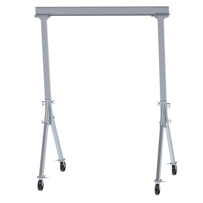 Vestil FHA-2-8-10 Aluminum Fixed Gantry Crane with Glass Filled Nylon Locking Casters 8 ft. x 10 ft. 2,000 lb. Capacity Silve