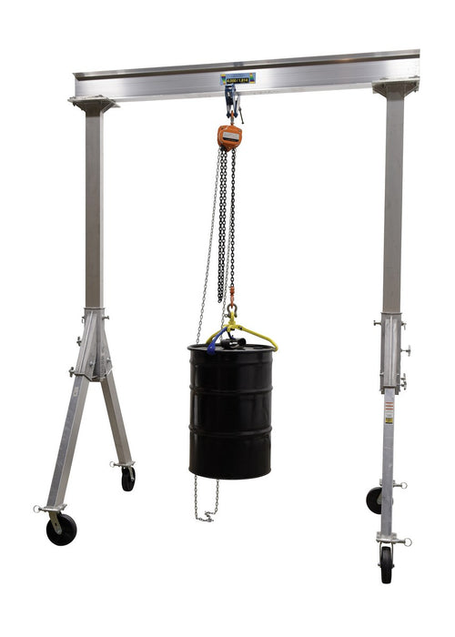 Vestil FHA-4-8-10 aluminum fixed gantry crane with phenolic locking casters - view 4