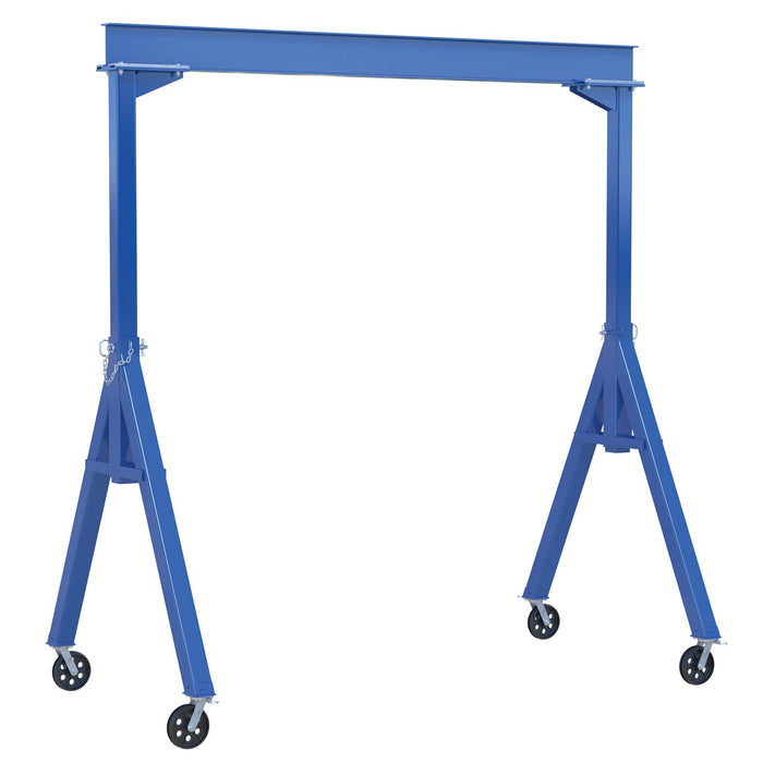 Vestil FHS-2-20-VG Steel Fixed Gantry Crane with V-Groove Cast Iron Casters 20 ft. 2,000 lb. Capacity Blue