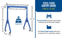 Vestil FHS-4-15-VG steel fixed gantry crane with v-groove ductile steel casters feature overview 2