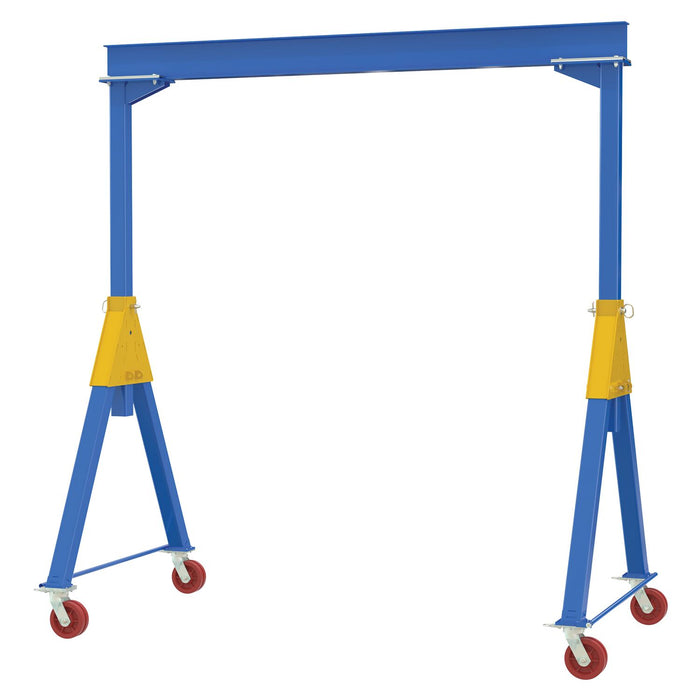 Vestil FHSN-6-20-VG Steel Knockdown Fixed Gantry Crane with V-Groove Ductile Steel Casters 20 ft. 6,000 lb. Capacity Blue
