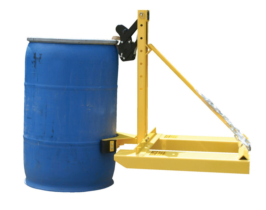 Vestil FMDL-850 Steel Fork Mounted Drum Lifter 750 lb. Capacity Yellow