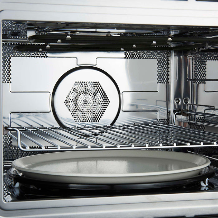 Forno 2-Piece Appliance Package - 30-Inch Vomero Double Wall Oven & 30-Inch Microwave Oven in Black with Antique Brass Handle