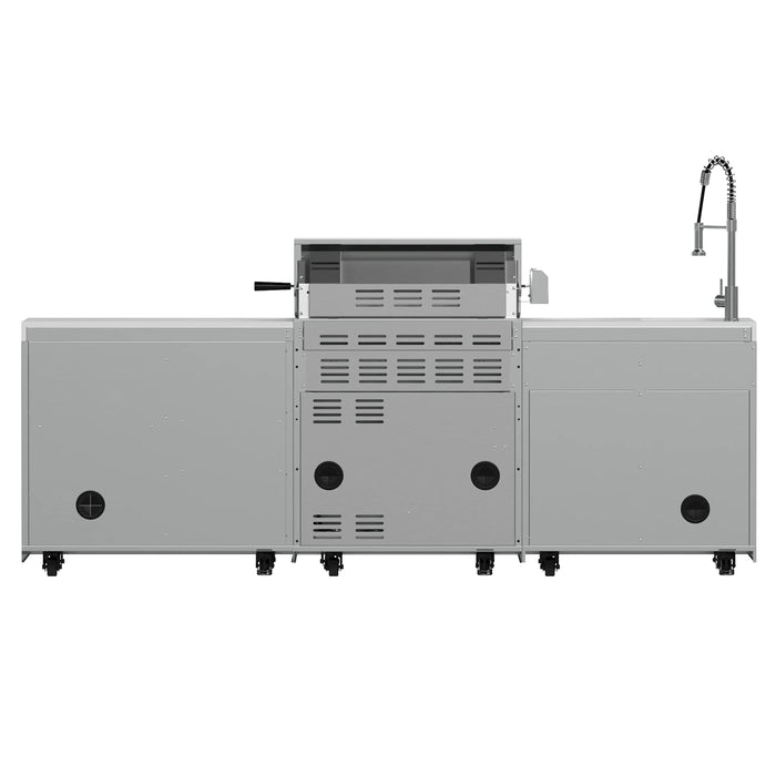 Forno Bulnes Outdoor Kitchen 30-Inch BBQ 60,000 BTU, with Sear, Rotisserie Infrared Burners, 1.8 Cu.Ft. Beverage Center, & White Countertops (FODKT2506WHT)