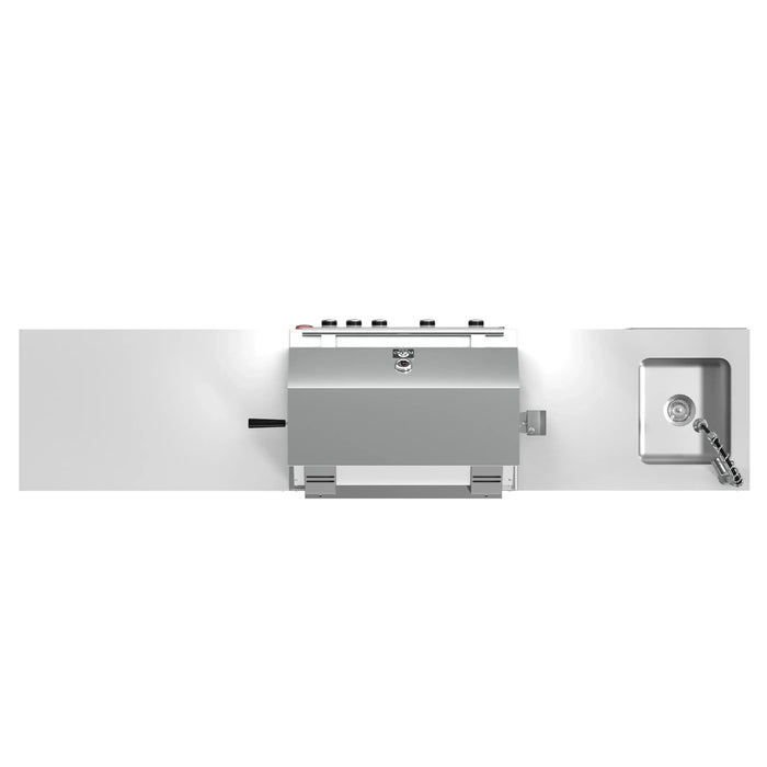 Forno Bulnes Outdoor Kitchen 30-Inch BBQ 60,000 BTU, with Sear, Rotisserie Infrared Burners, 1.8 Cu.Ft. Beverage Center, & White Countertops (FODKT2506WHT)