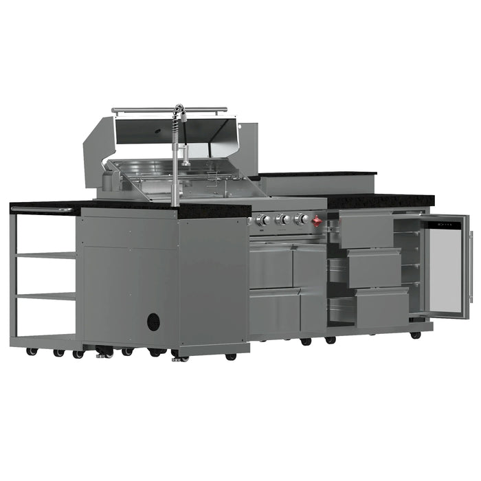 Forno Bulnes Outdoor Kitchen 40-Inch BBQ 95,000 BTU, with 5 Burners, Sear & Rotisserie Infrared Side Burner, 1.8 cu.ft. Beverage Center & Black Granite Countertops (FODKT2520BLK)