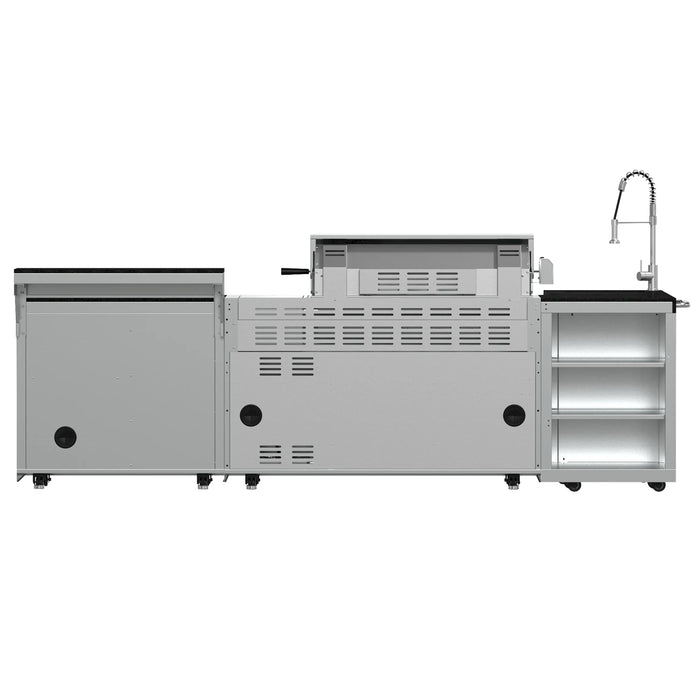 Forno Bulnes Outdoor Kitchen 40-Inch BBQ 95,000 BTU, with 5 Burners, Sear & Rotisserie Infrared Side Burner, 1.8 cu.ft. Beverage Center & Black Granite Countertops (FODKT2520BLK)