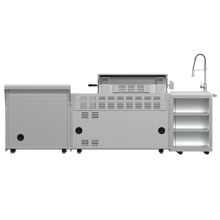 Forno Bulnes Outdoor Kitchen 40-Inch BBQ 95,000 BTU, with 5 Burners, Sear & Rotisserie Infrared Side Burner, 1.8 cu.ft. Beverage Center & White Sintered Stone Countertops (FODKT2520WHT)