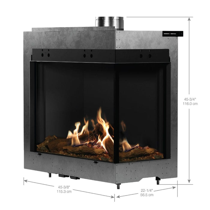Faber MatriX 3326 Series Two-sided Right-facing Built-in Gas Fireplace - specifications diagram