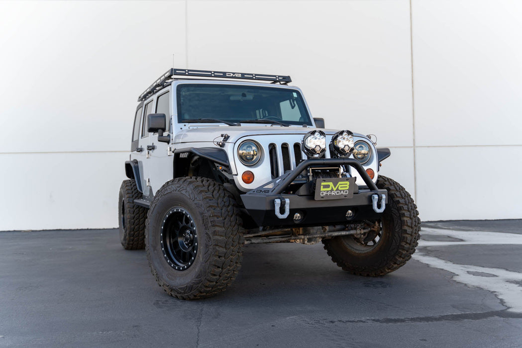 DV8 Offroad Fairlead Mounted Flip-Up License Plate Bracket – installed on vehicle, image 5 of 10