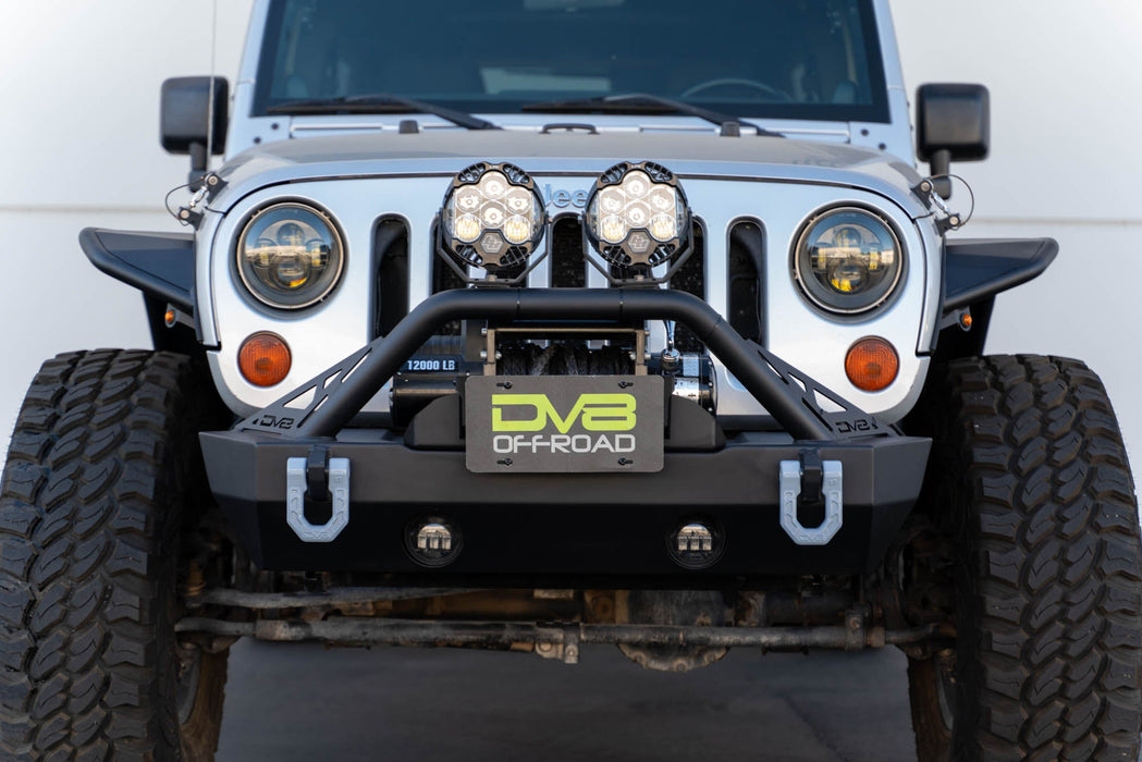 DV8 Offroad Fairlead Mounted Flip-Up License Plate Bracket – installed on vehicle, image 6 of 10