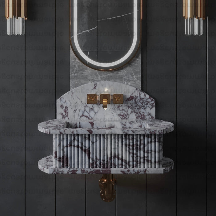 MEG Custom Marble By Ziynet A. LLC Bathroom Fluted Marble Sinks - Main Product Image