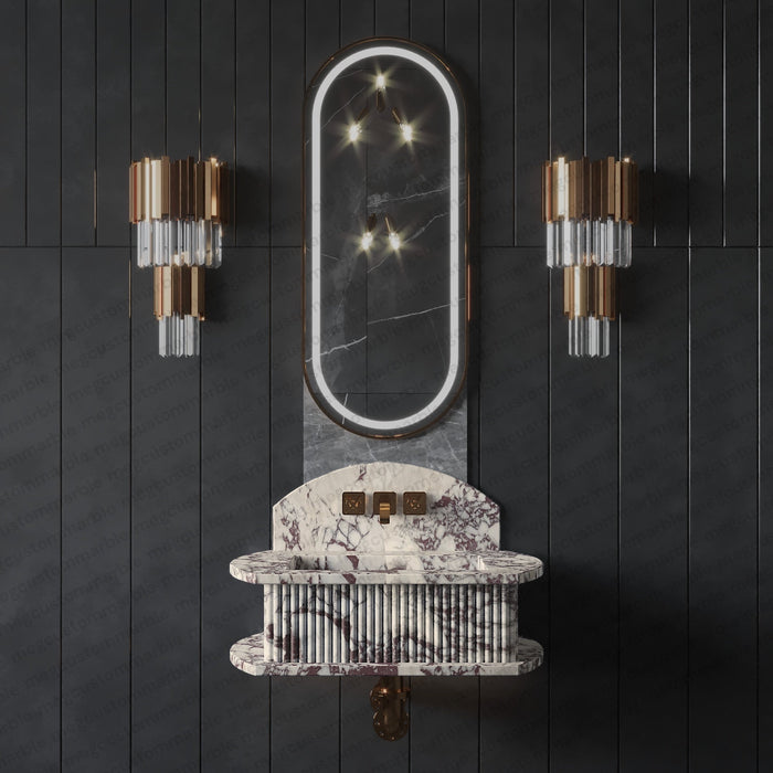 MEG Custom Marble By Ziynet A. LLC Bathroom Fluted Marble Sinks - Detail View 3