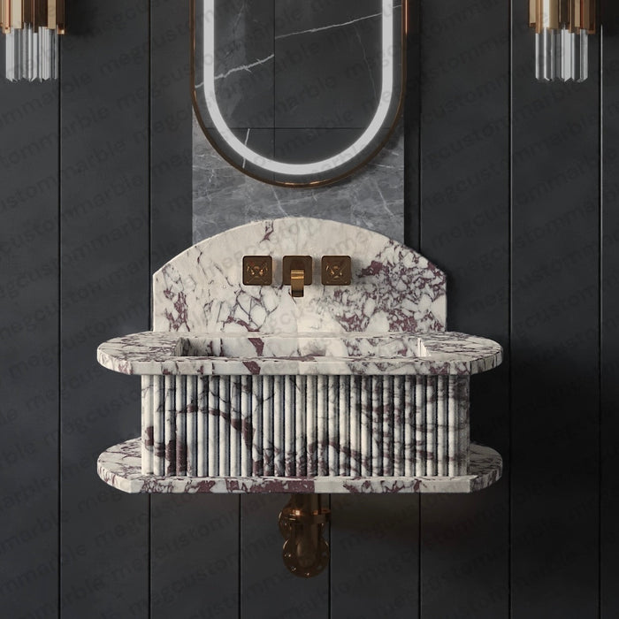 MEG Custom Marble By Ziynet A. LLC Bathroom Fluted Marble Sinks - Alternate View