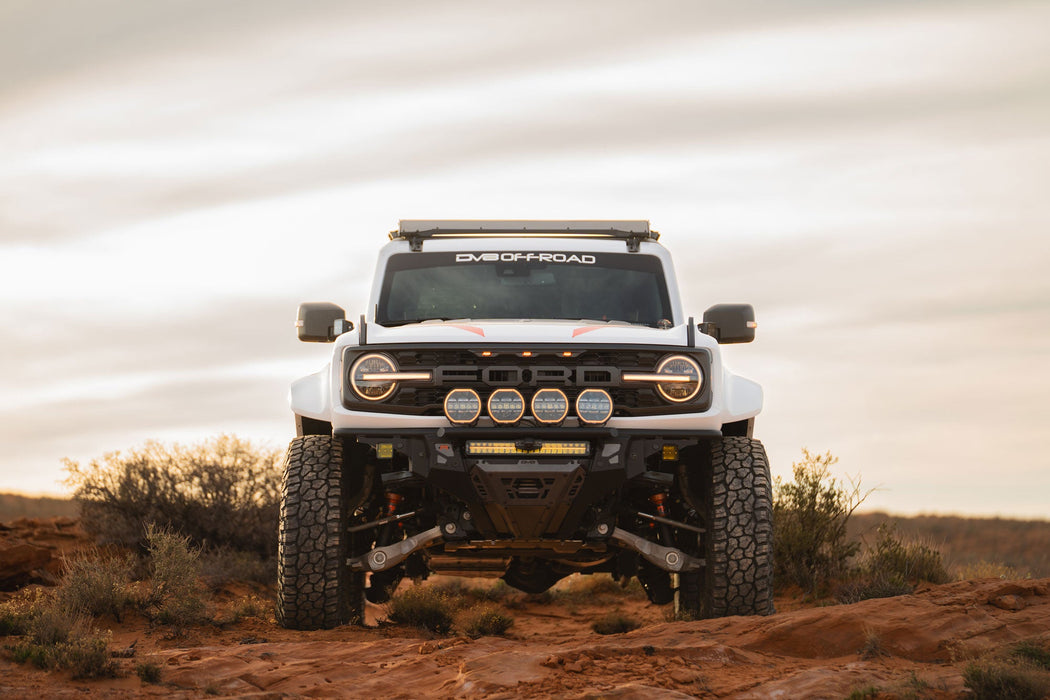 DV8 Offroad 2022-2026 Ford Bronco Raptor Tube Front Bumper – installed on vehicle, image 11 of 20