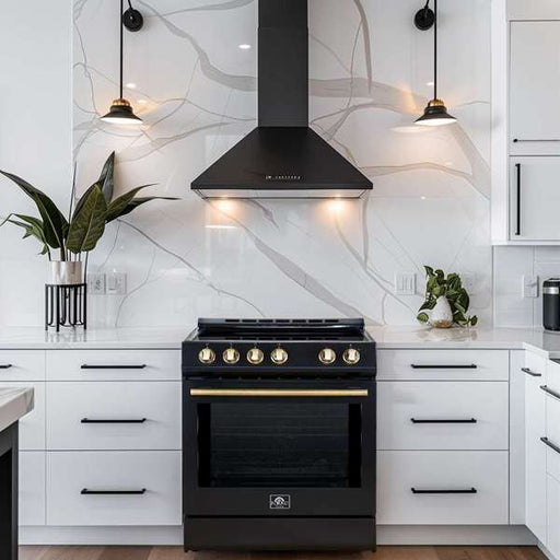 Forno Leonardo Espresso 30 Inch Slide-In Black Induction Range FFSIN0982-30BLK FORNO