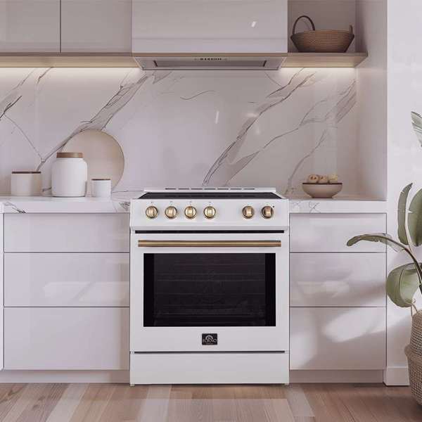 Forno Leonardo Espresso 30 Inch Slide-In White Induction Range FFSIN0982-30WHT FORNO