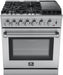 FORNO Lazio 30" Dual Fuel Range with 5 Burners, Air Fryer, Steam Cleaning, and Griddle FFSGS6196-30 FORNO