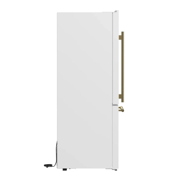Forno Milano Espresso Package - 62-Inch, 34.4 cu. ft. Refrigerators with Bottom Freezers in White with Antique Brass Handle (FFFFD1787-60WHT)