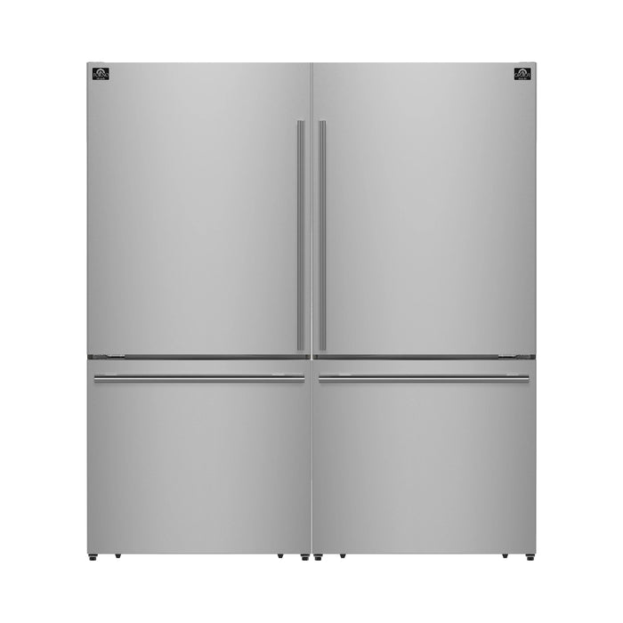 Forno Milano 62-Inch Freestanding Dual Bottom Freezer Refrigerator in Stainless Steel – 34.4 cu.ft, Touch Control, Ice Maker (FFFFD1787-60S)