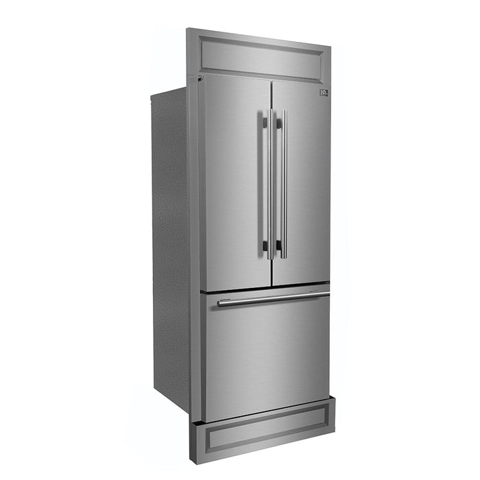 Forno Gallipoli 30-Inch French Door Refrigerator with 17.5 cu.ft. Capacity and Decorative Grill in... - Detail View