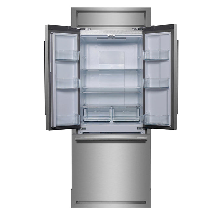 Forno Gallipoli 30-Inch French Door Refrigerator with 17.5 cu.ft. Capacity and Decorative Grill in Stainless... - Close-Up