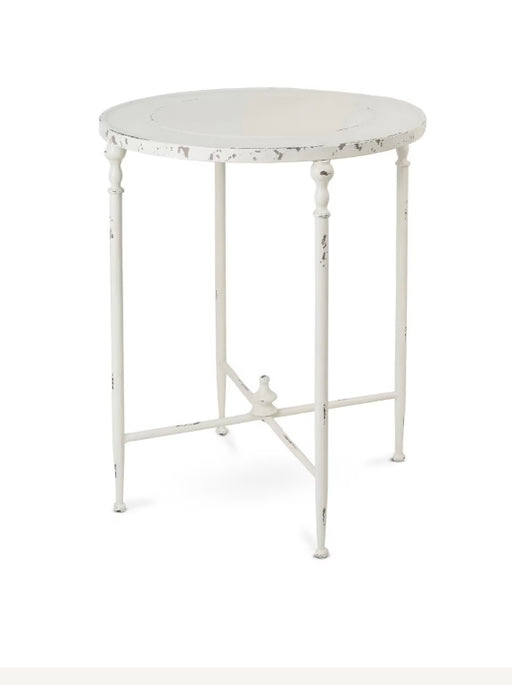Park Hill Collection Antiqued Metal Round Side Table – Antiqued White