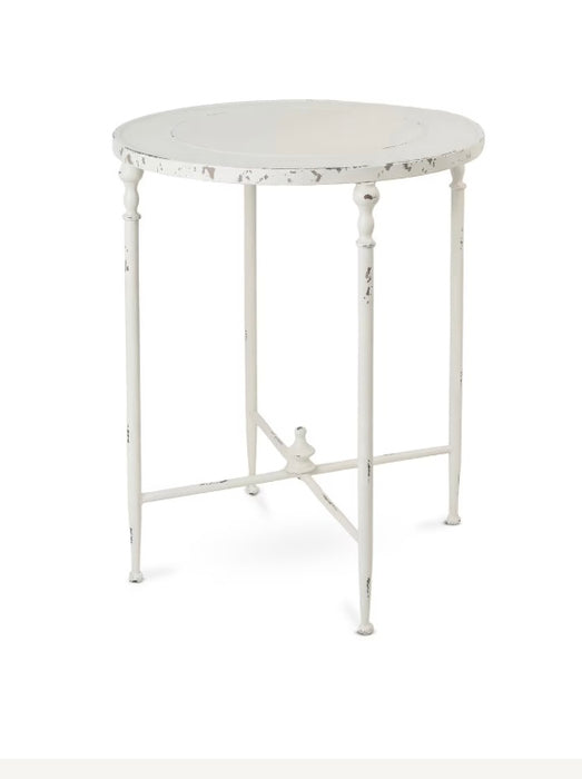 Park Hill Collection Antiqued Metal Round Side Table – Antiqued White