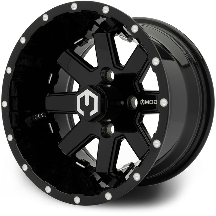MODZ Assault 12x7 Glossy Black Wheel & X Comp Golf A/T Tire Package golf cart wheel and tire – view 2