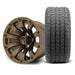 MODZ Bomber 12x7 Matte Bronze Wheel & Gladiator Golf A/P Tire Package golf cart wheel and tire