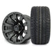 MODZ Bomber 12x7 Matte Gunmetal Wheel & X Comp Golf H/T Tire Package golf cart wheel and tire