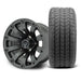 MODZ Bomber 12x7 Matte Gunmetal Wheel & Gladiator Golf A/P Tire Package golf cart wheel and tire