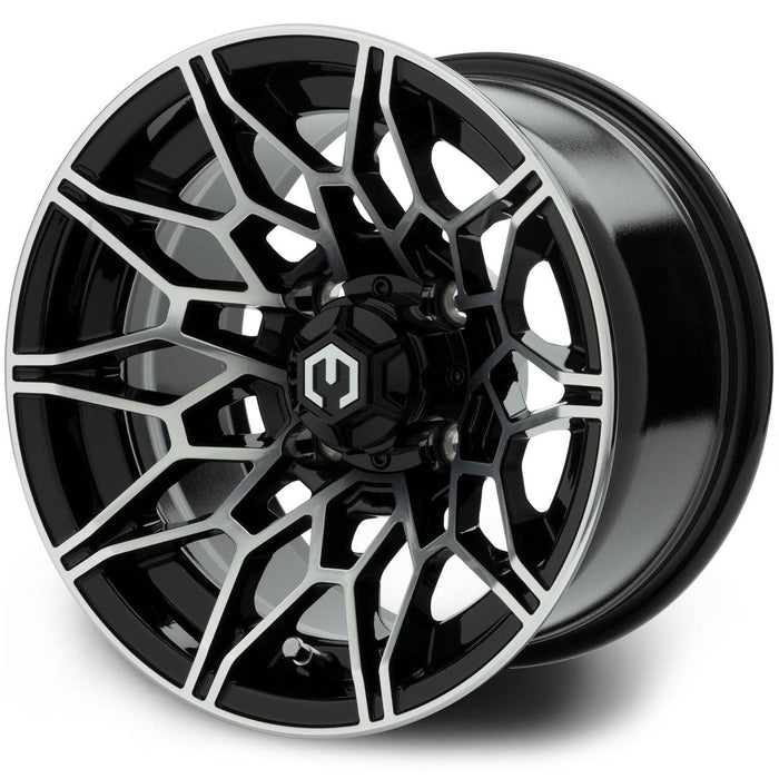 MODZ Galaxy 12x7 Machined Black Wheel & Gladiator Golf A/P Tire golf cart wheel and tire – view 2