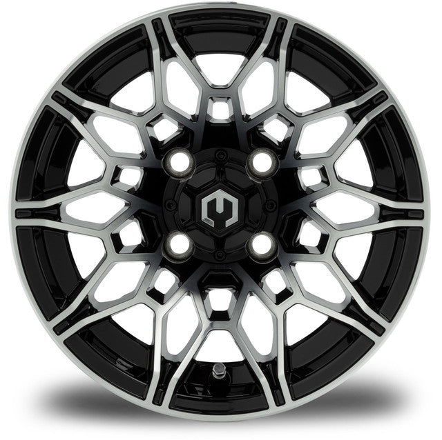 MODZ Galaxy 12x7 Machined Black Wheel & X Comp Golf H/T Tire golf cart wheel and tire – view 3