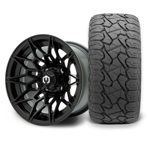 MODZ Galaxy 12x7 Matte Black Wheel & X Comp Golf X/T Tire golf cart wheel and tire
