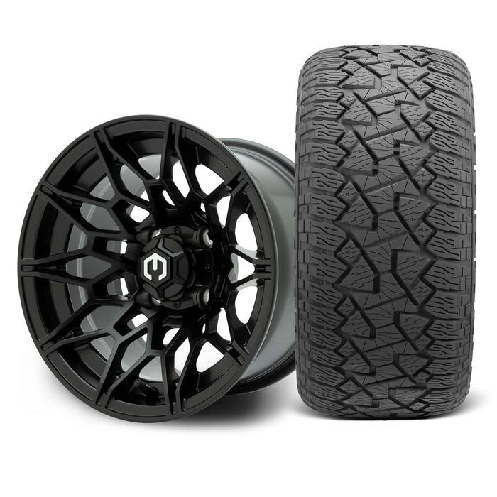 MODZ Galaxy 12x7 Matte Black Wheel & X Comp Golf A/T Tire golf cart wheel and tire