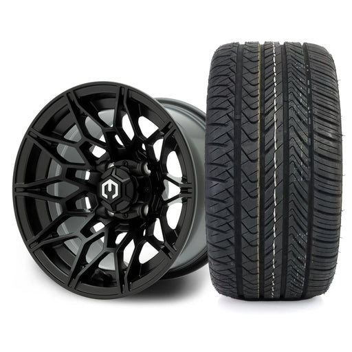 MODZ Galaxy 12x7 Matte Black Wheel & X Comp Golf H/T Tire golf cart wheel and tire