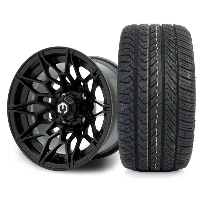 MODZ Galaxy 12x7 Matte Black Wheel & X Comp Golf H/T Tire golf cart wheel and tire
