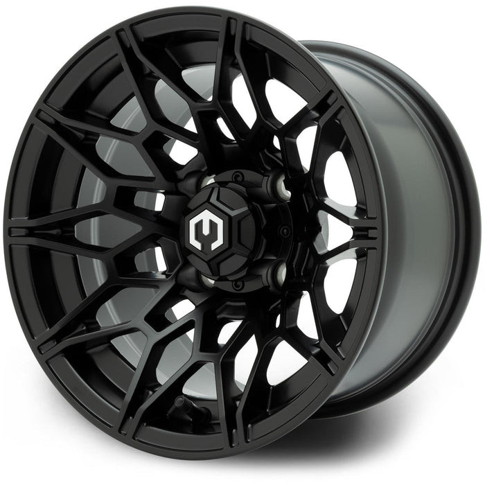 MODZ Galaxy 12x7 Matte Black Wheel & X Comp Golf X/T Tire golf cart wheel and tire – view 2